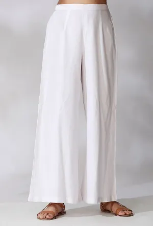 White Cotton Flared Pants