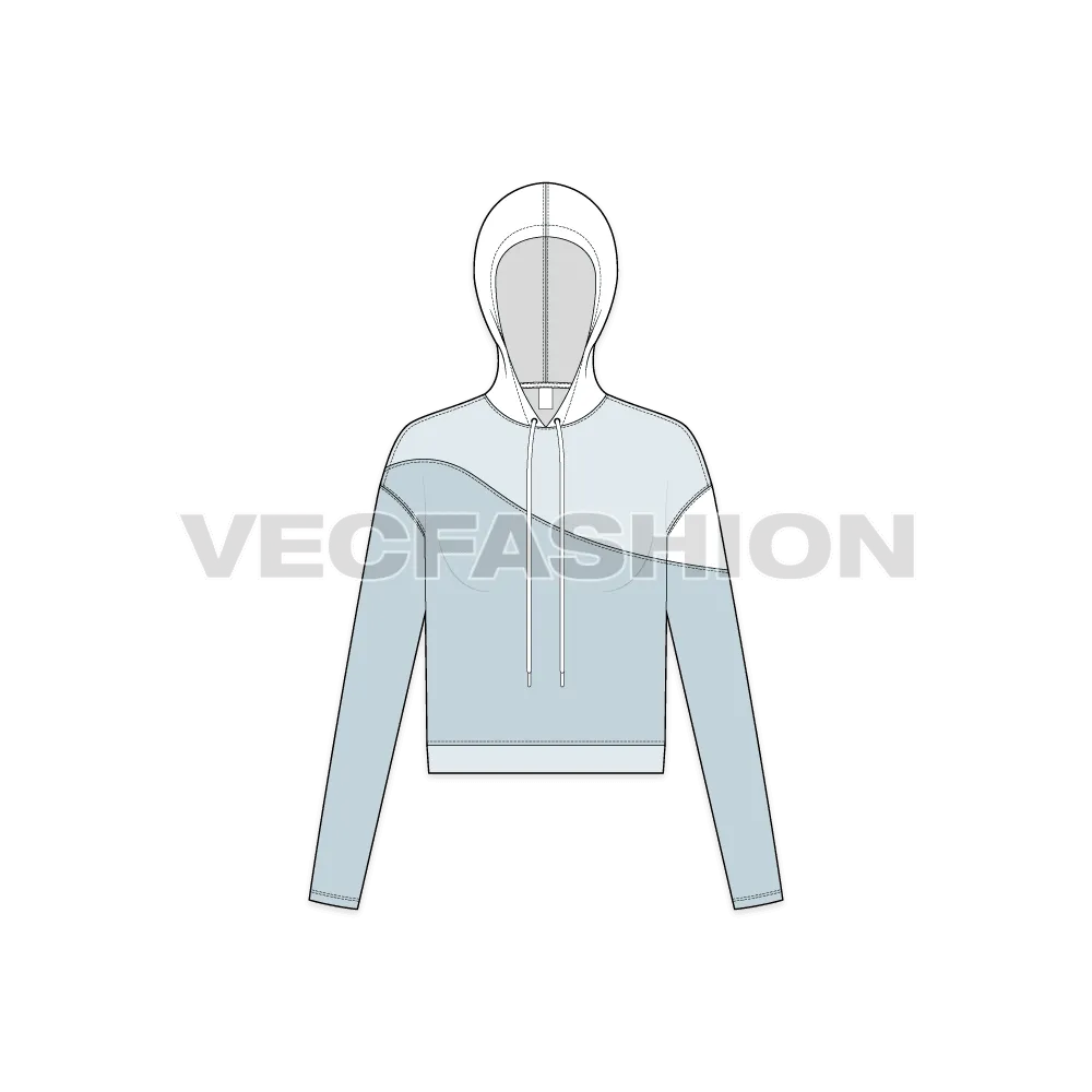 Women's Crop Hoodie Fashion Sketch Template