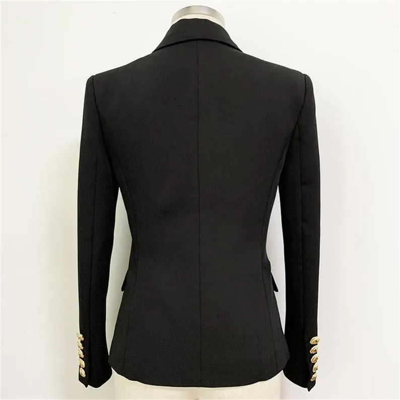 Women's Luxury Designer Inspired Fitted Blazer Golden Lion Buttons Coat