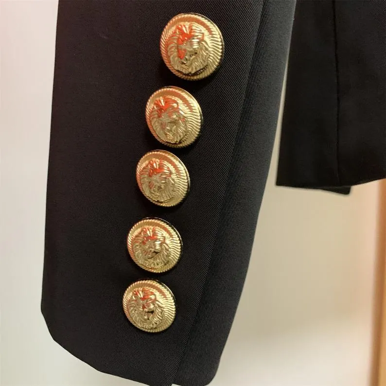 Women's Luxury Designer Inspired Fitted Blazer Golden Lion Buttons Coat