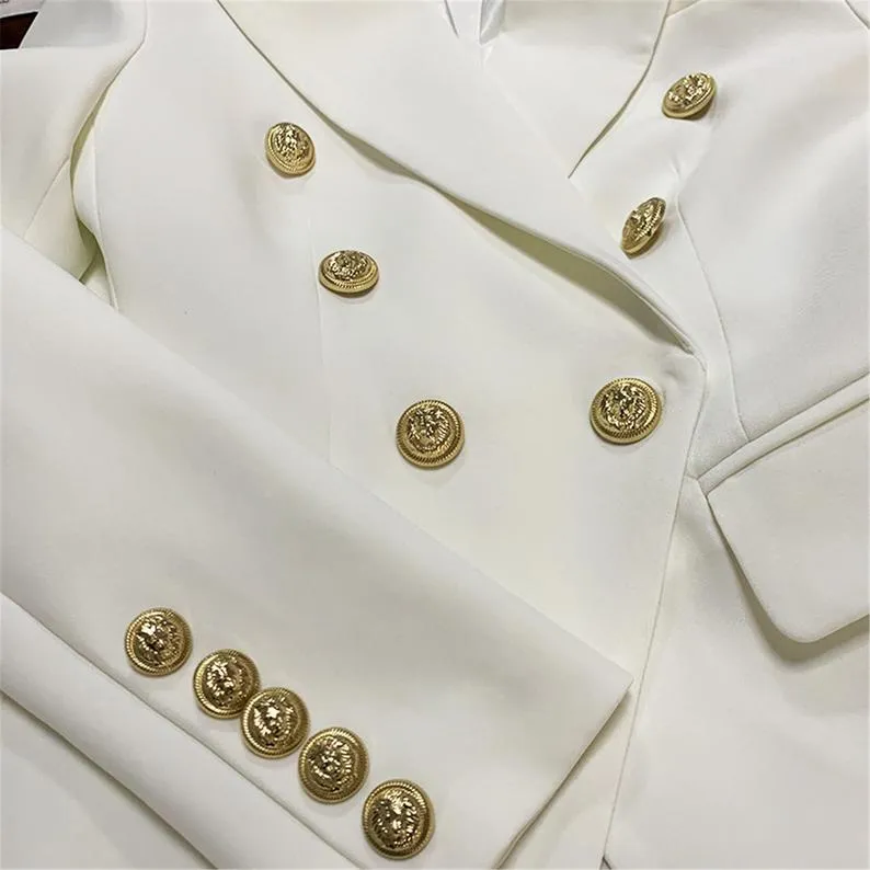 Women's Luxury Designer Inspired Fitted Blazer Golden Lion Buttons Coat