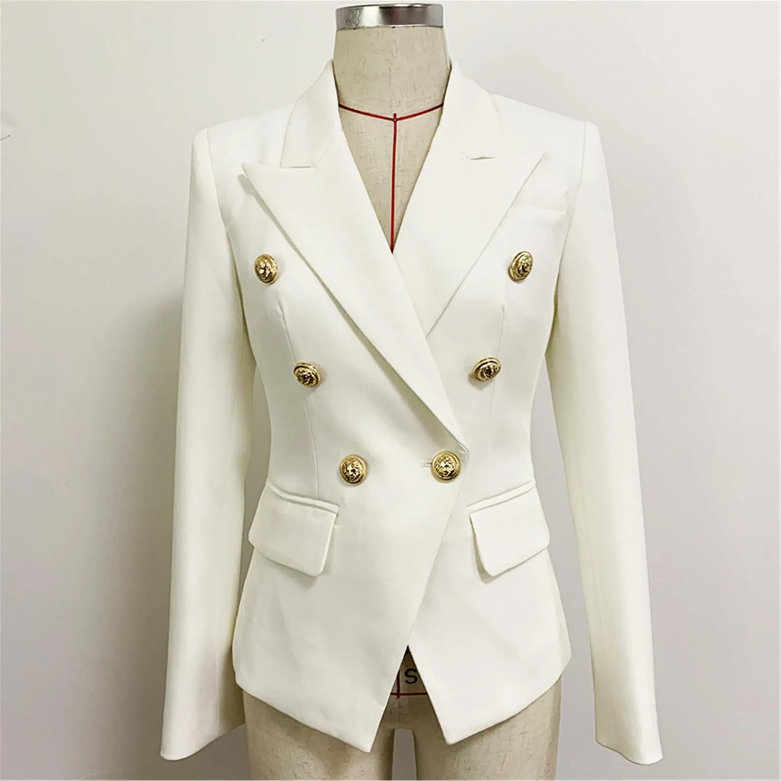 Women's Luxury Designer Inspired Fitted Blazer Golden Lion Buttons Coat