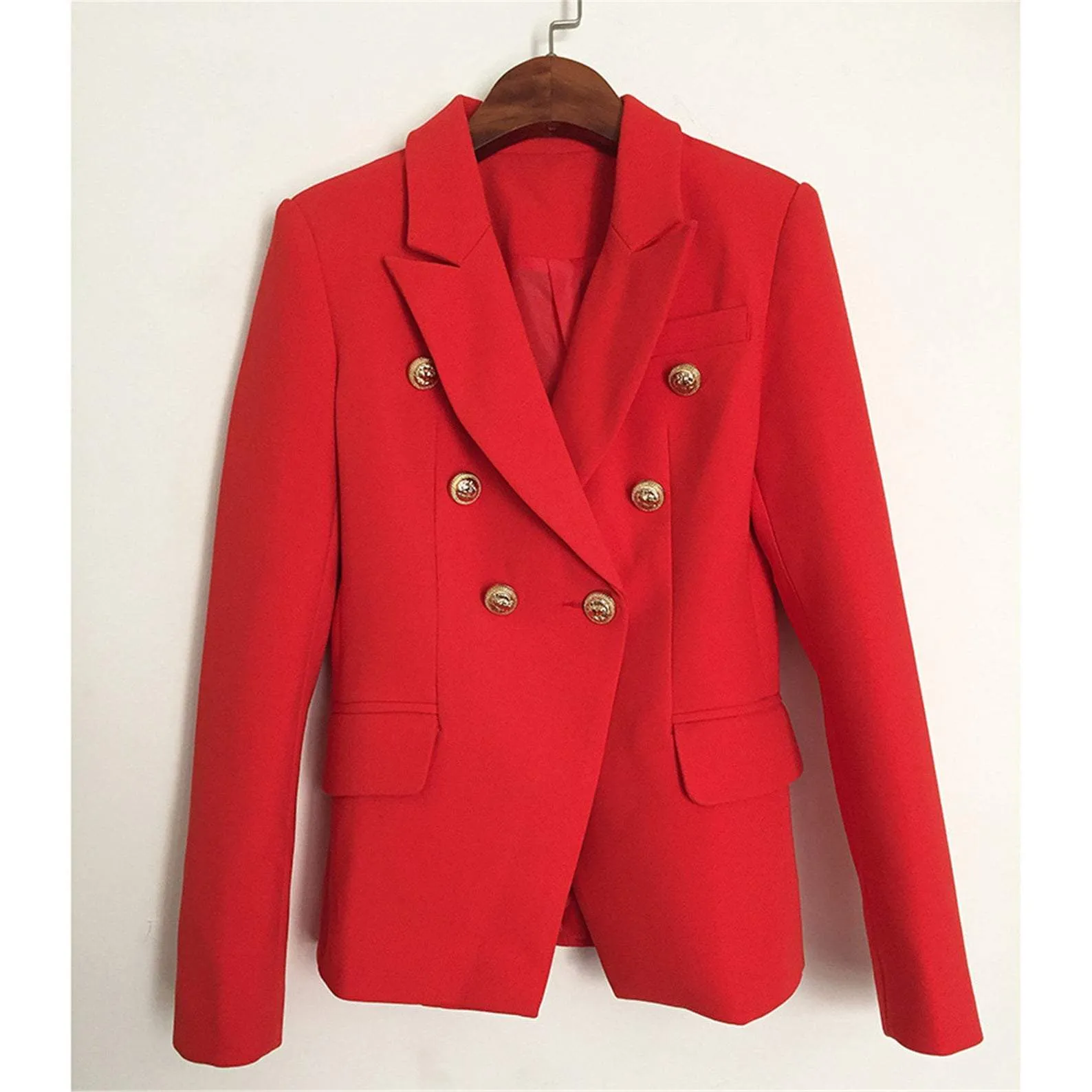 Women's Luxury Designer Inspired Fitted Blazer Golden Lion Buttons Coat