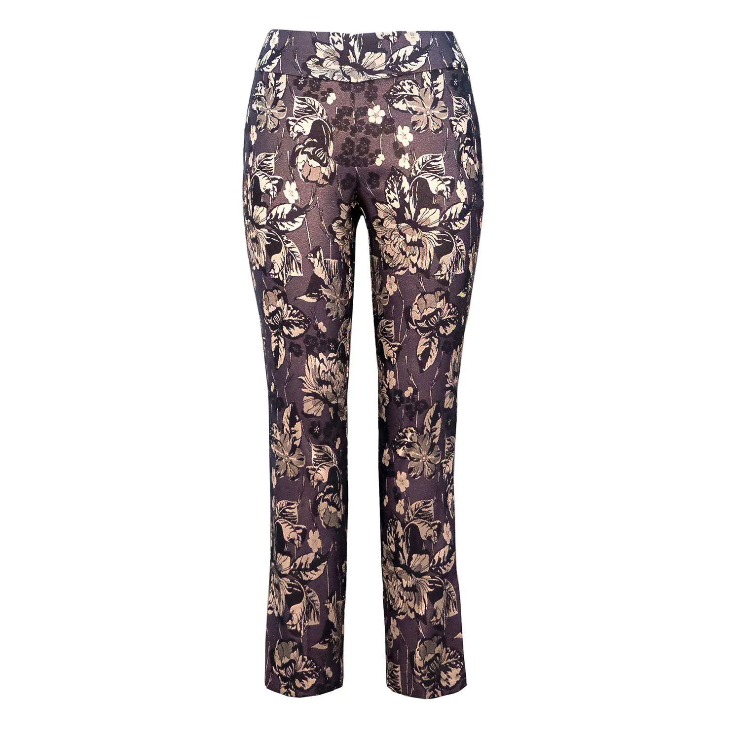 Women's Up! | Gold Patterned Slimming Pull on Ankle Pants | Gold