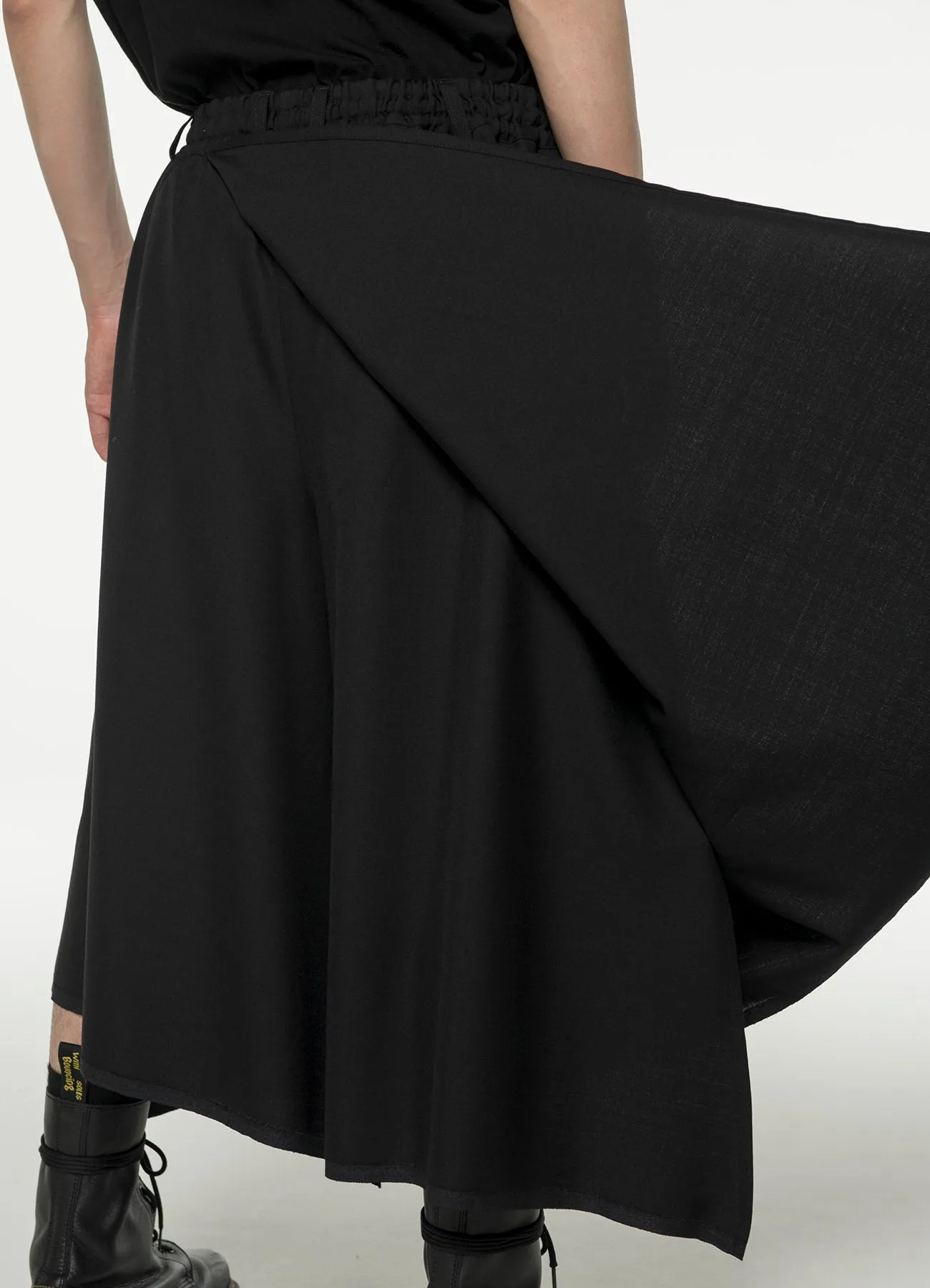 WOOL/POLYESTER GABARDINE HYBRID SKIRT-PANTS