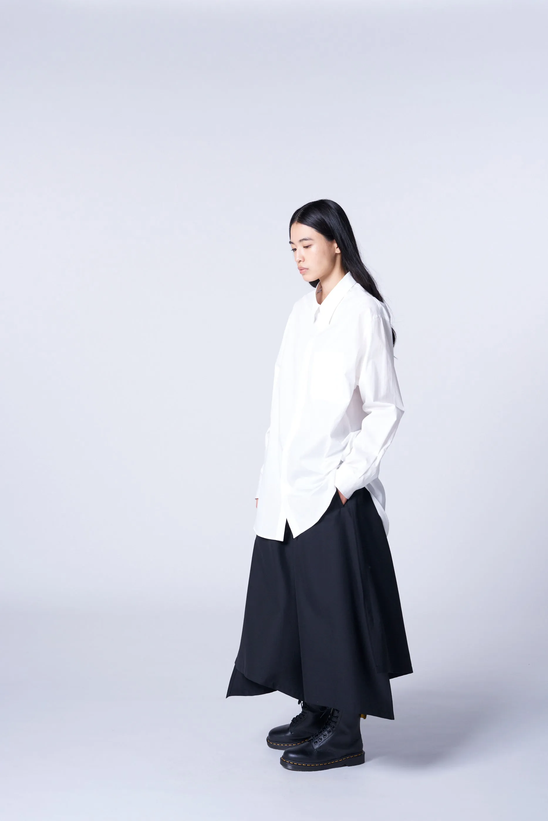 WOOL/POLYESTER GABARDINE HYBRID SKIRT-PANTS