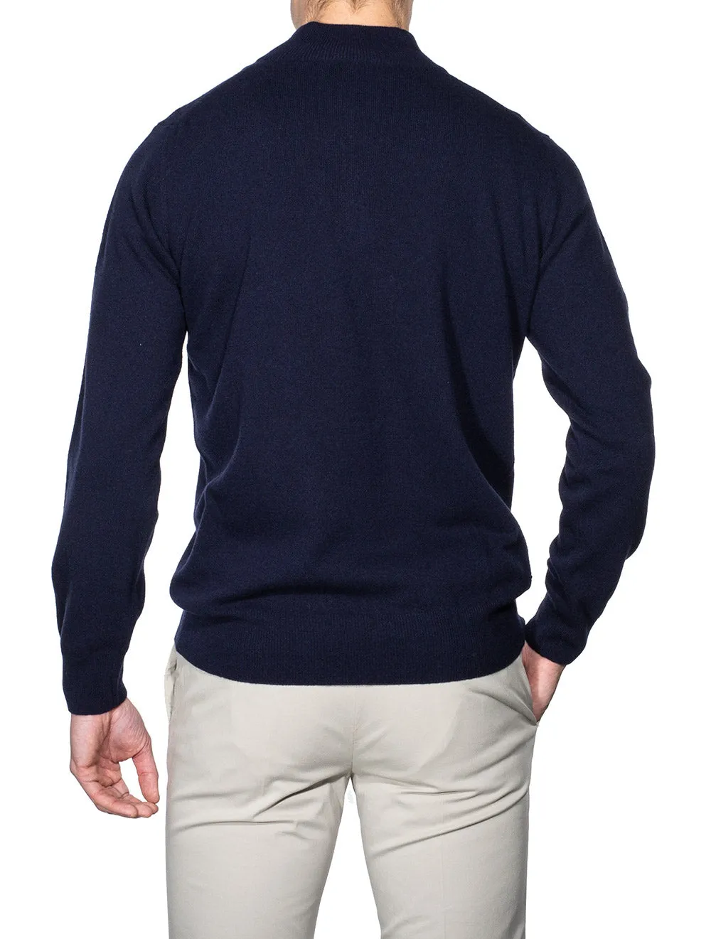 Zipped Mock Neck Jumper Navy